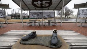 Burned remnants of prized Jackie Robinson statue found after theft from public park in Kansas